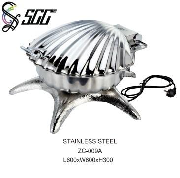 China Stainless Steel Electronic Shell Shape Silver Plated Buffet Serving Dish for sale