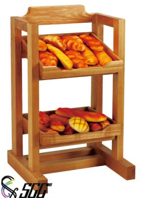 China 2 Tiers Wooden Bread Buffet Display Stands For Hotel Buffet  / Bread Shop for sale