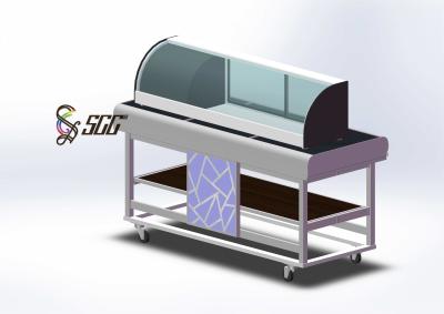 China Portable And Folding Sushi Mobile Buffet Stations With Braking Wheels for sale