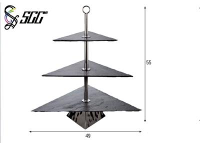 China Triangle Natural Slate 3 Tiered Cake Stand , Stainless Steel 6mm Thickness for sale