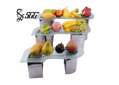 China 18 / 10 Stainless Steel Tiered Buffet Stand with Glass In Shape Of S , Tiered Pastry Stand for sale