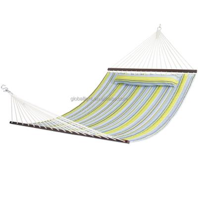 China Garden Chair Customized Blue And Green Quilted Fabric Hammock With Two Person Pillow On Hot Sale for sale