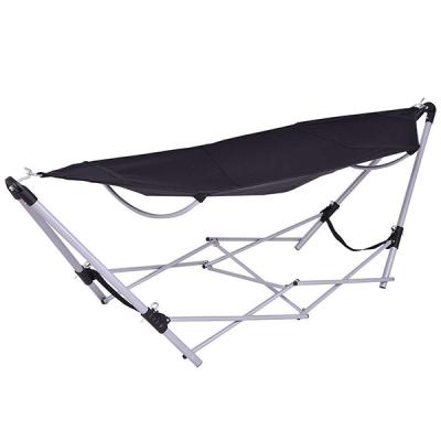 China Steel Tube + Fabric Folding Black Beach Lounge Portable Camping Cot for sale