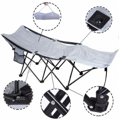 China Portable Steel Adventure Gray Folding Camp Bed Tube + Fabric Sleep Cradle for sale