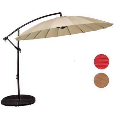 China Modern 9FT offset outdoor umbrellas with fiberglass ribs for sale