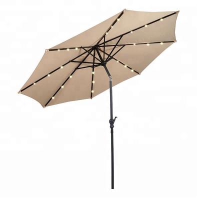 China Market Focused Furniture 10FT Outdoor Beige Steel Tilt Patio Solar Umbrella with Crank for sale