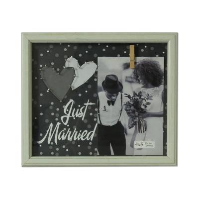 China Wholesale 8x10 Picture Table Photo Printed Just Married White Photo Frames For Engagement Wedding Valentine's Day Gift Shadow Box for sale