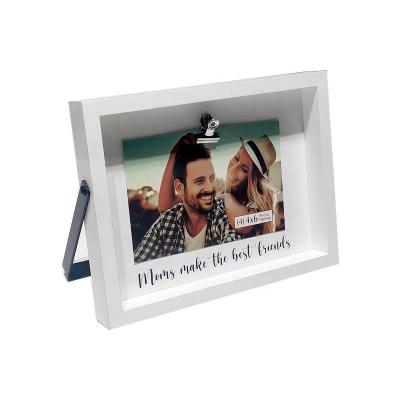 China 8x10 Display Photo Factory Shadow Box Frame White Picture Frame With Clip Silkscreen Printed Mum Makes Best Friends Theme Wood Frame for sale