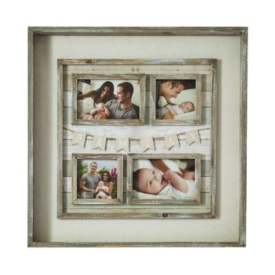 China Wall Hanging Factory Large 5 cm Box View Wooden Picture Frame Sets Depth 19x19 For Family Home Decor Wall View 4-Opening Collage Photos for sale