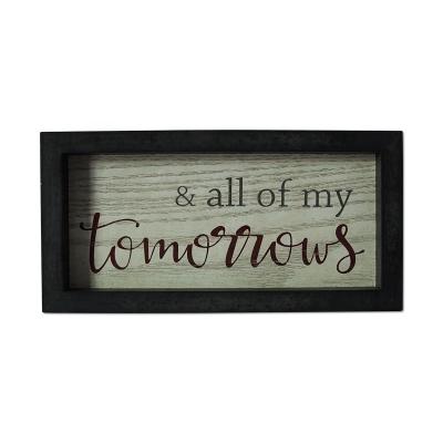 China Europe Factory OEM Printed All Of My Tomorrows Barnwood Wooden Block Box Framed Signs With Sayings For Wall Art Farmhouse Home Decor for sale