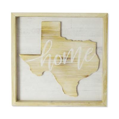 China Factory Made Real USA Large Unfinished Wood 14x14 Frame With Texas State Diecut Shape For Farmhouse Wall Decor Home Signs for sale