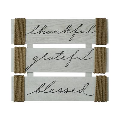 China USA Factory Manufacture Printed Grateful Grateful Blessed White Wooden Manuscript Plaque Plaque Signs OEM For Wall Art Farmhouse Home Decor for sale