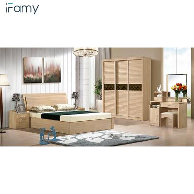 China Low Cost MDF Double Bed Design Furniture Complete Bedroom Set Bedroom Furniture for sale