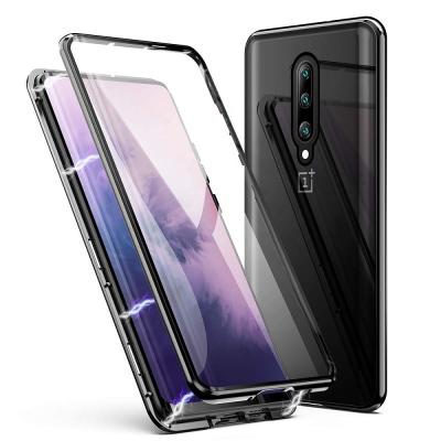 China Alloy Full Magnetic Adsorption Protective Mobile Case For Oneplus 7 Pro Phone Case With Built-in Protector And Screen Glass On The Back for sale