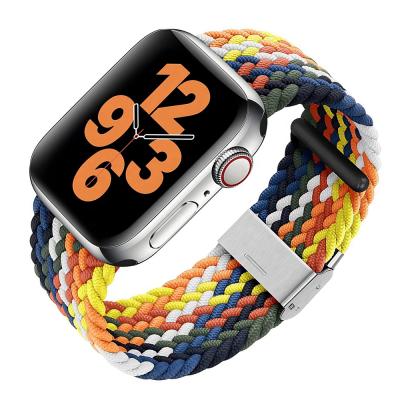 China Adjustable Length Braided Stretch Bracelet Strap With Buckle For Apple Watch Band Replacement Solo Buckle for sale