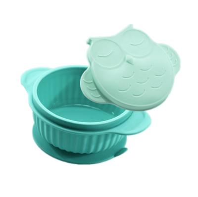 China BPA Free Baby Suction Feeding Bowl With Lid BPA Free Silicone Toddler Bowl Baby Food Grade Non Slip Place Mat for sale