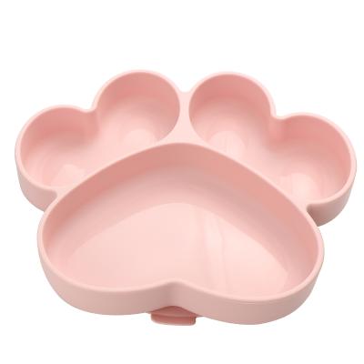 China Paw Shape Bear Shape BPA Free Silicone Food Bowl Newborn Baby BPA Suction Cups Food Grade Non Slip Place Mat Kids Learning Tableware for sale