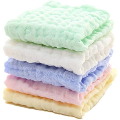 China 5 Pack 12x12 Inch Baby Muslin 100Cotton Infant Child Safe Newborn Face Towel 6 Layers Solid Color Baby Towel Washcloth Handkerchief for sale