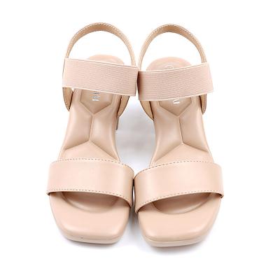 China Fashion Trend OEM Square Toe Women's Casual Women's Sandals Comfortable Elastic Heel Ladies Mid Block Heel Sandals Women for sale