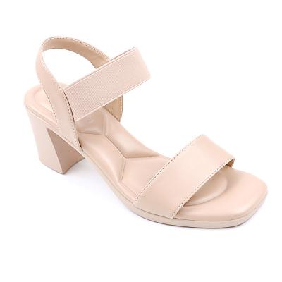 China Fashion Trend OEM Summer Chunky Heel Women's Sandals Custom Ladies Soft Bottom Elastic Sandal Square Heeled Sandals For Women for sale