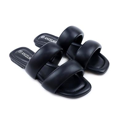 China CUSHIONING Comfortable Non-slip Platform Flat Slippers Women's Black Soft Women's Sandals Wholesale Summer Shoes for Women and Ladies for sale