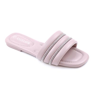 China CUSHIONING Flat Slippers 2021 Latest Fashion Trend Women Sandals Women Shoes PU Leather Slides Shoes For Ladies for sale