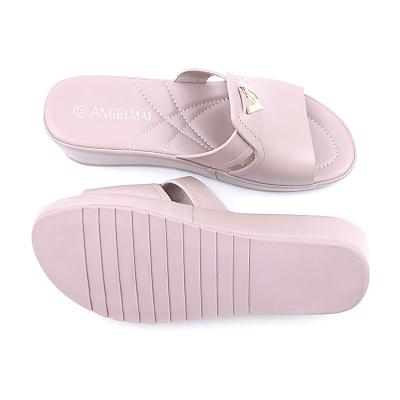 China 2021 Summer Fashion Trend High Heel Sandal Top Quality Women's Ladies High Heel PU Cavity Pumps Wedge Heeled Women's Slipper for sale