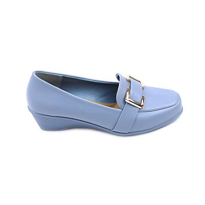 China Custom Soft Comfortable Square Buckle Fat Bottom Women Anti-slippery Ladies Heels Wedges Shoes Luxury Women for sale