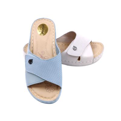 China SHOCK ABSORBING Wholesale PU Leather Other Comfortable Thick Single Round Head Wedge Sandals Ladies Slippers Slides Slippers For Women for sale