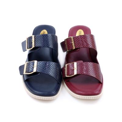 China Fashion Trend Summer High Heel Ladies Slippers Thick Bottom Outdoor Snake Design PU Other Comfortable Sandals Wedge Heel Sandals For Women for sale