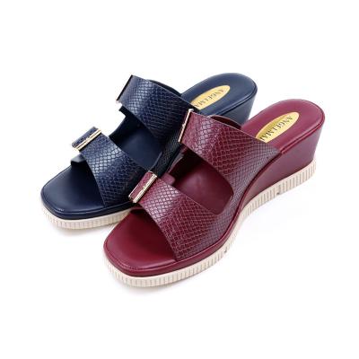 China Fashion Trend Latest Fashion High Heel Platform Ladies Slippers Comfortable Outdoor Other PU Sandals Buckles Wedge Heeled Sandals Women for sale