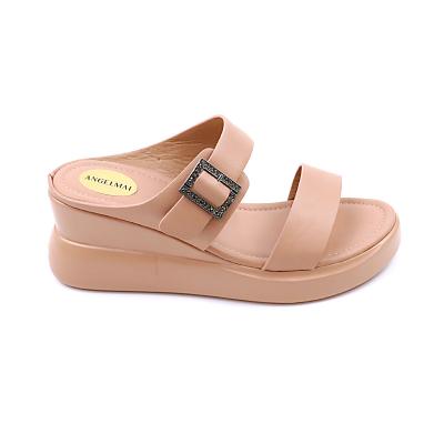 China Hot Selling Fashion Trend High Heel Platform Ladies Slippers Soft Comfortable Square Head Elegant Other Buckle Wedge Heel Sandals Women's Sandals for sale