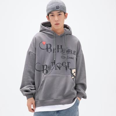 China Anti-wrinkle Doodle Design Smiley Hip Hop Cute Cat Pattern Warm Boy's Hoodie Men's Gym Windproof Pullover for sale