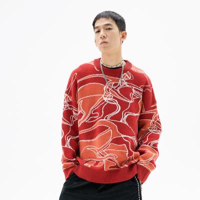 China Anti-wrinkle Street Hip Hop Boy Loose Jumper Korean Style Oversized Knit Pullover Sweater Men for sale