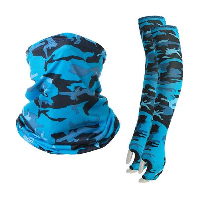 China Breathable Youth Sports Compression Elastic Spandex Polyester Camouflage Sublimation Cycling Arm Sleeve With Peach Scarf for sale