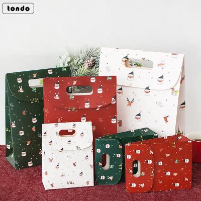 China Tondo Handmade New Design Recyclable Christmas Gift Wrapping Christmas Paper Handle Tote Bag for sale