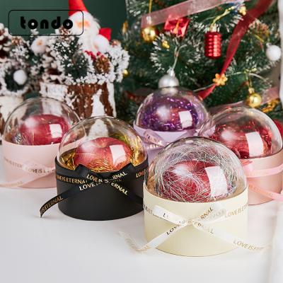 China Custom Consumer Electronics Packaging Tondo Clear Christmas Candy Gift Box Christmas Eve Box For Packaging Paper Boxes for sale