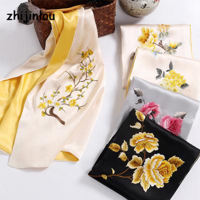 China Zhijinlou Embroidery 100% Silk Wholesale Silk Scarves For Women for sale