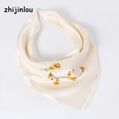 China 100% Handmade Zhijinlou silk square embroidery soft satin scacrf with chinese frog for ladies for sale