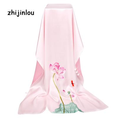 China Zhijinlou Long Women Fashion Scarf Silk Embroidery Pure Silk Long Scarf For Ladies for sale