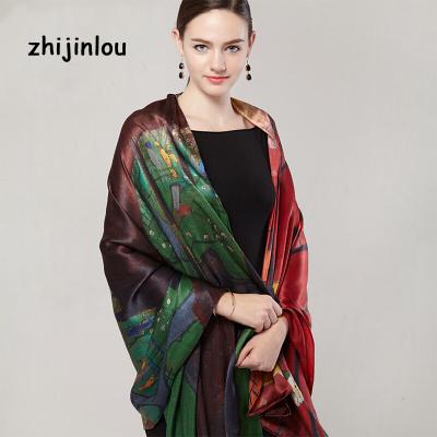 China Zhijinlou China 100% High Quality Classic Satin Rectangle Silk Scarf Custom Design for sale