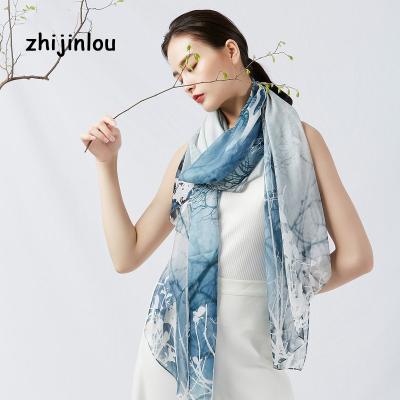 China Apparel Decoration Zhijinlou Best Selling High Quality Pure Silk Scarves Custom Digital Printing Silk Scarf For Woman for sale