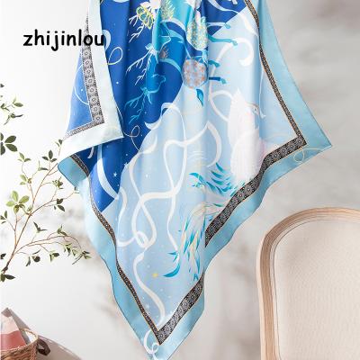 China 14MM China Square Fashion Ladies Scarf Custom Printed Silk Twill Scarf for sale