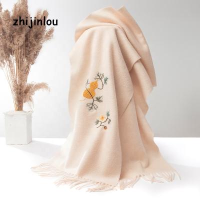 China Cashmere Zhijinlou Embroidery Cashmere Scarf For Women for sale