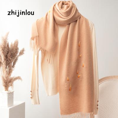 China Cashmere Zhijinlou Embroidery Cashmere Scarf For Women for sale