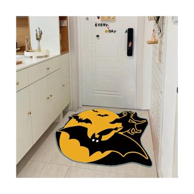 China Halloween Washable Happy Bat Printing Door Entry Cover For Halloween Spooky Non-Slip Door Mat For Front Door Home Entrance Doormat for sale