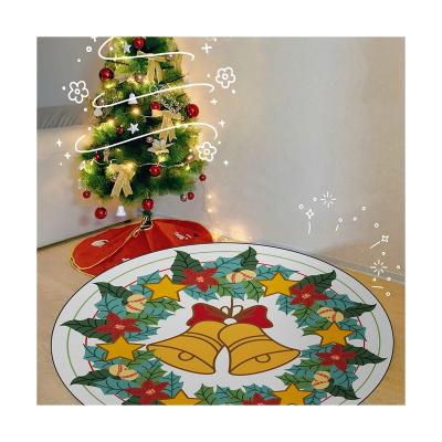 China Washable Decoration Mats Christmas Party Decor Merry Christmas Floor Mat Printing Crystal Velvet Non-Slip Washable Mats for Home Decor for sale