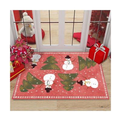 China Stain Resistant Pattern House Santa Claus Christmas Elk Flowers Christmas Placement Merry Christmas Interior Designs Mat Area Rug Carpet for sale