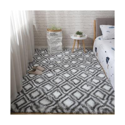 China Stain Resistant Geometric Plush Area Rugs 3m Pattern Mats High Quality Polyester Shaggy Rugs Bedroom Area Rugs For Living Room for sale