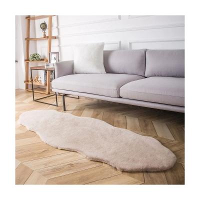 China Custom Color Non-slip Luxury Fluffy Plain Fluffy Rabbit Faux Fur Blanket Fluffy Runner Hallway Bedroom Rugs Floor Anti-Slip Mat for sale